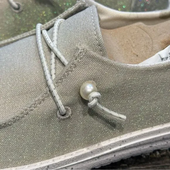 Hey Dude Loafers Shoes Womens Size 6 Ivory Wendy Celestial Shine Beach Comfy NEW - Picture 7 of 11